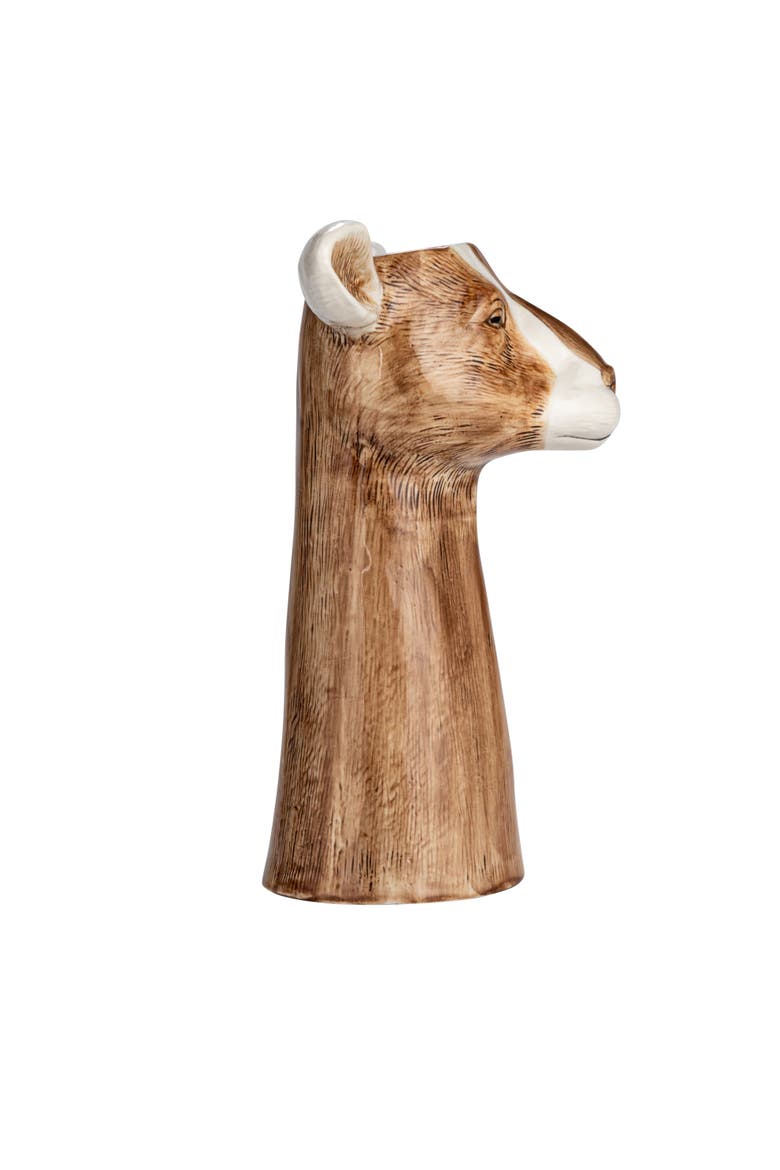 Stoneware Goat Vase, Alternate, color, Brown