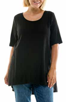 Elbow Length Sleeve High-Low Top