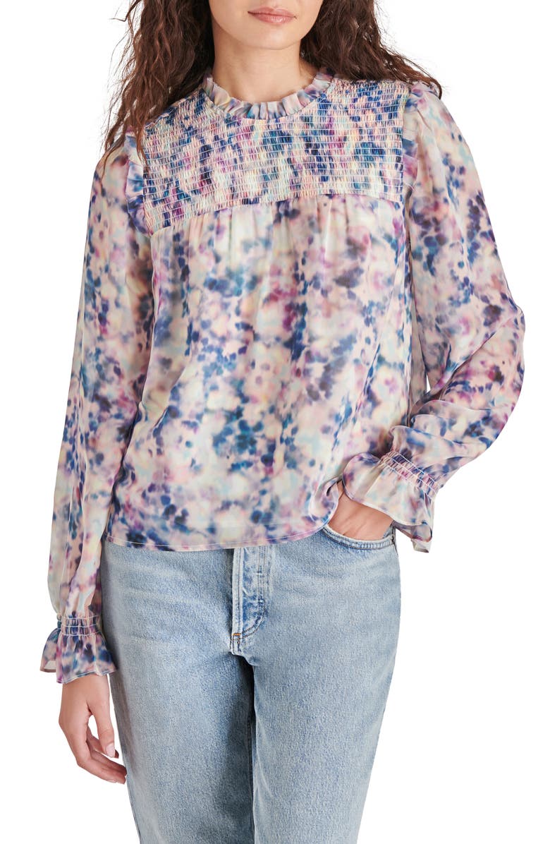 Steve Madden Soleil Abstract Floral Chiffon Top, Main, color, 