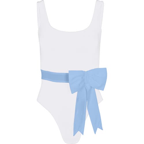 Tabacaru Jane One-piece Swimsuit With Blue Bow In White