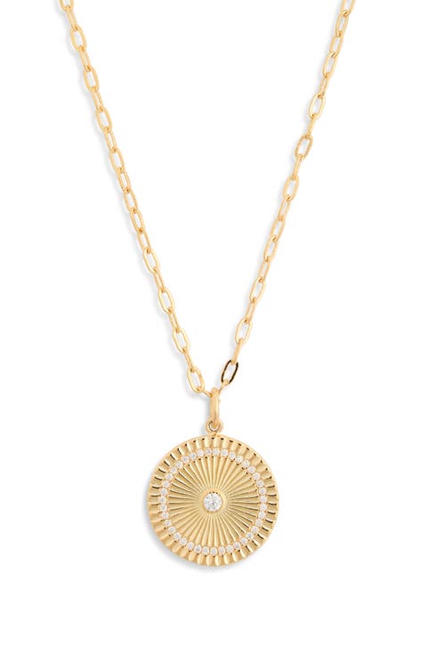 Fluted Disc Pendant Necklace