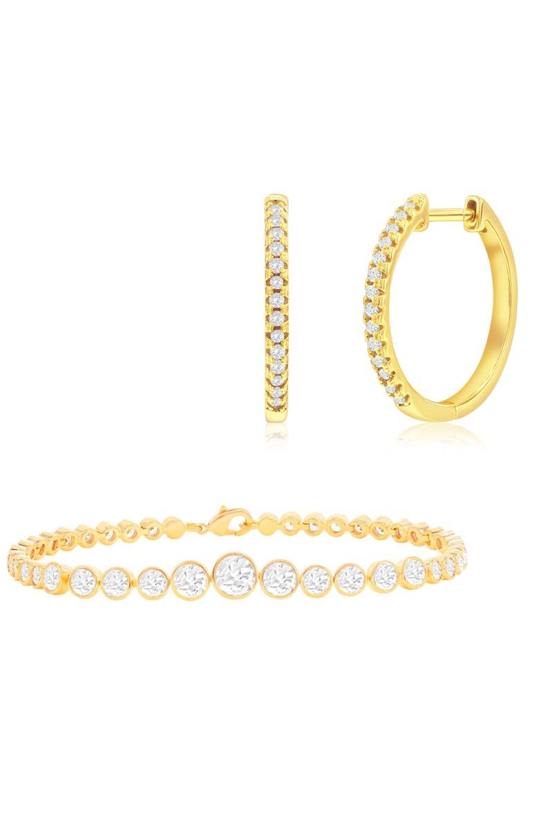 Donatello Gian Hoops And Tennis Bracelet Set, Main, color,