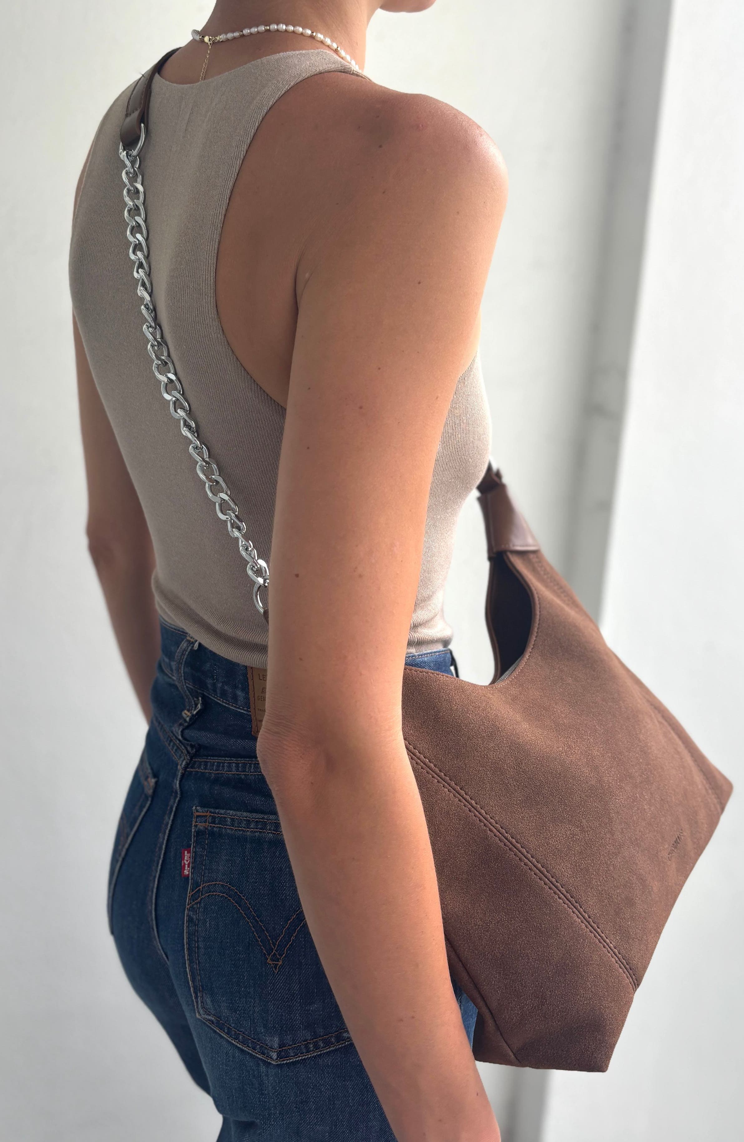 Adornia Faux Leather Shoulder Bag, Alternate, color, Brown