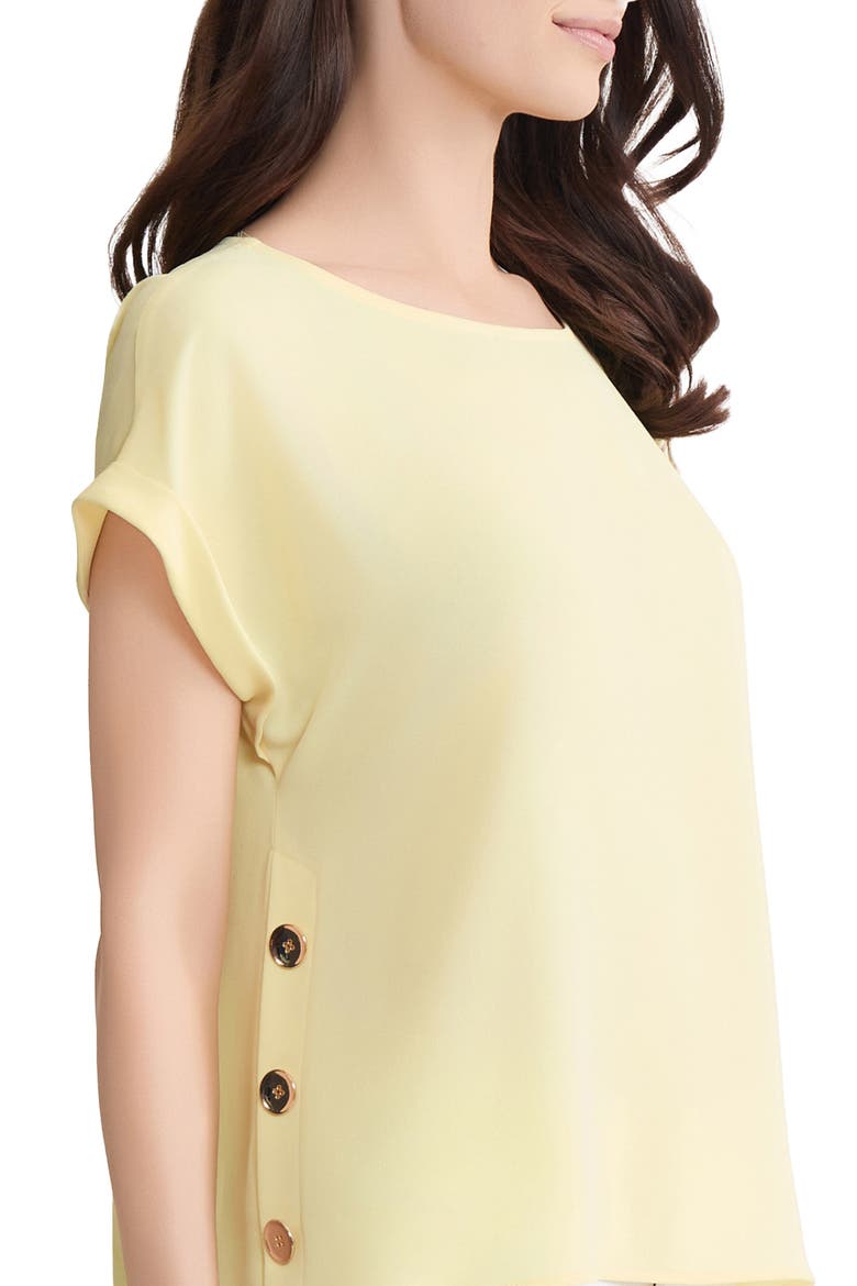 Button Side Short Sleeve Top, Alternate, color, CORNSILK