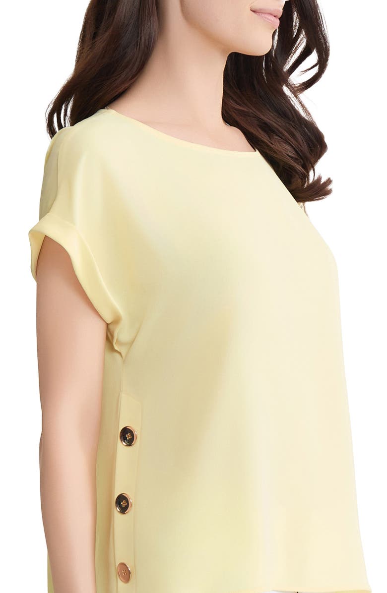 Jones New York Button Side Short Sleeve Top, Alternate, color, Cornsilk