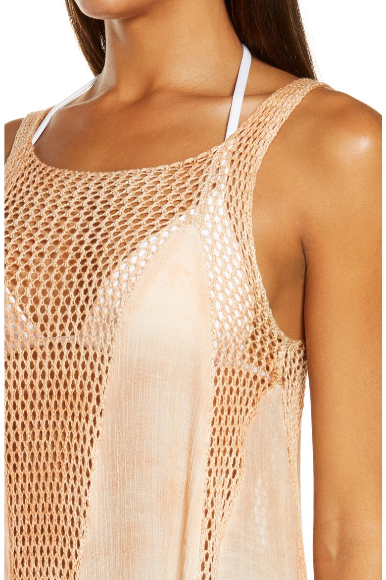 Crochet Inset Cover-Up Dress, Alternate, color, TD MELON