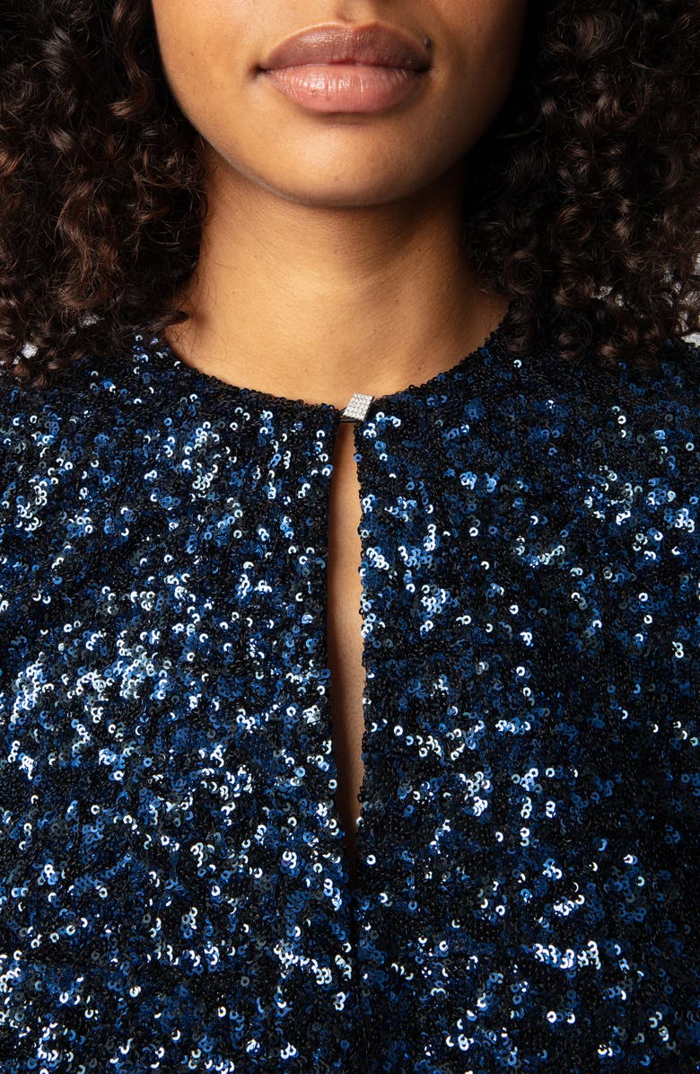 Zadig & Voltaire Rui Sequin Long Sleeve Minidress, Alternate, color,