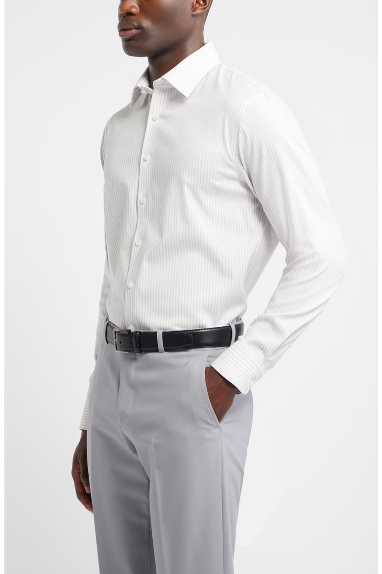 Trim Fit Shadow Stripe Premium Performance Twill Dress Shirt, Alternate, color, PURPLE MARCELLO STRIPE
