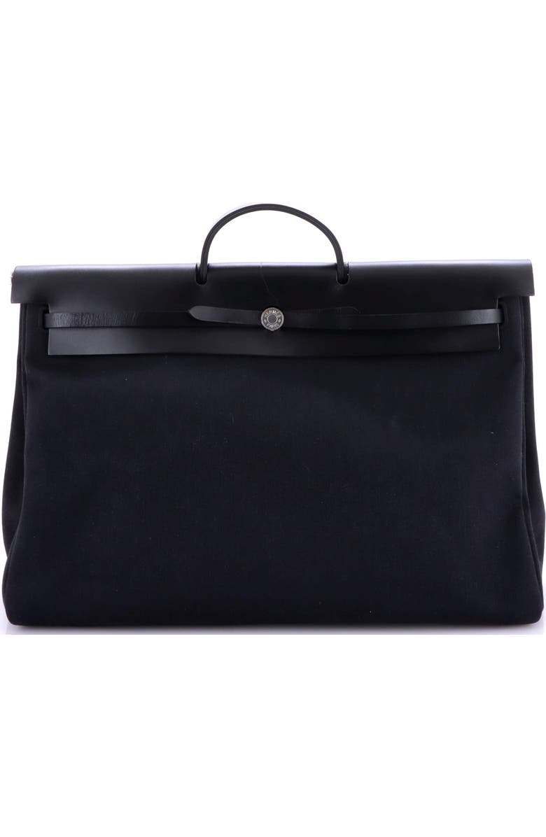 Pre-Owned Hermes Herbag Zip Leather and Toile 50, Main, color, Noir