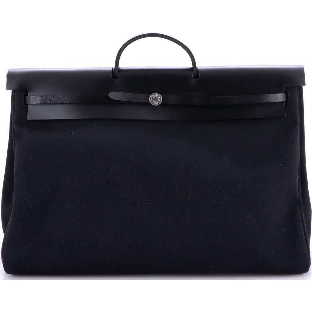 Pre-owned Hermes Hermes Herbag Zip Leather And Toile 50 In Black