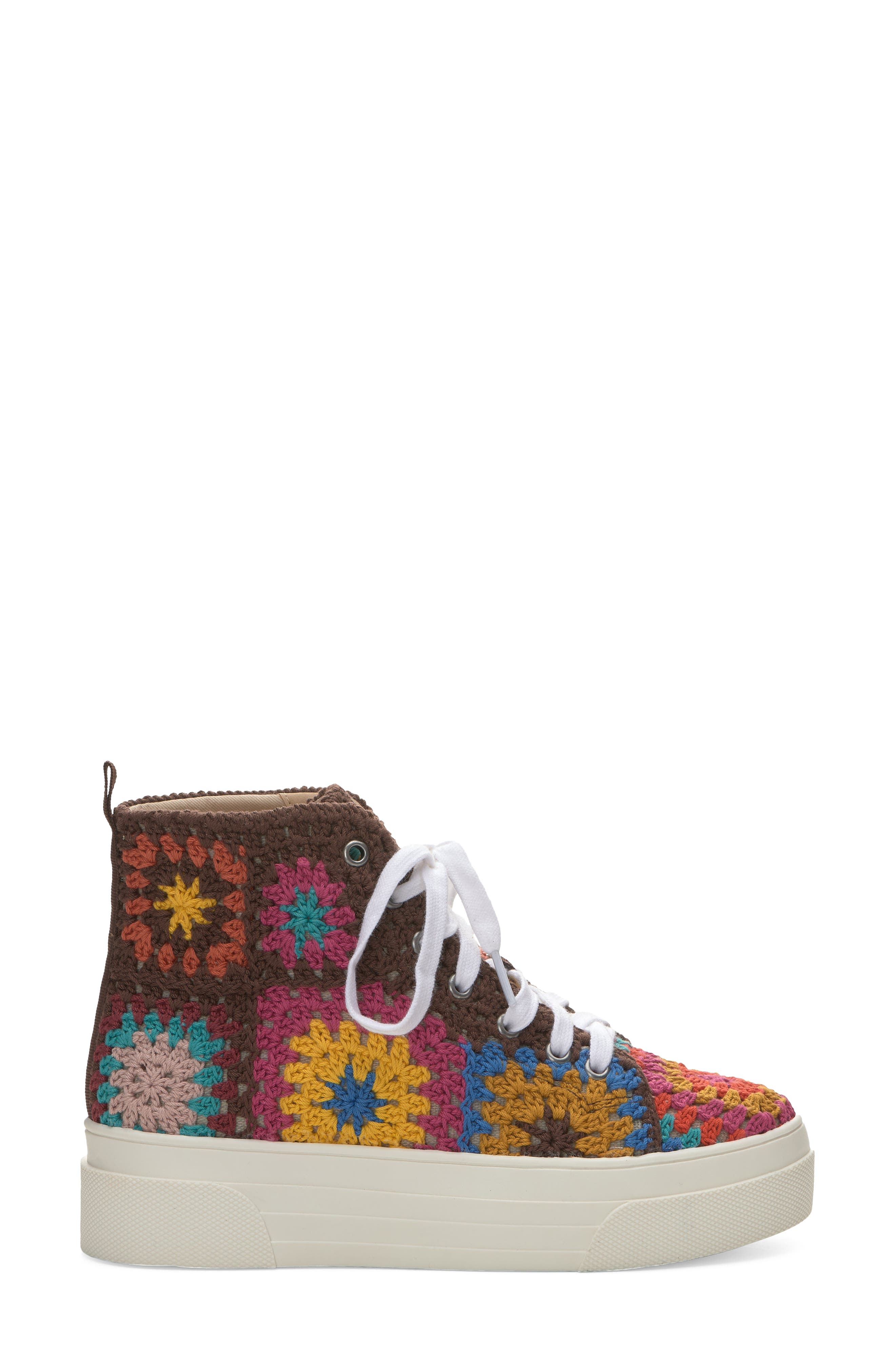Lucky Brand Curla Crochet High Top Sneaker, Alternate, color, 