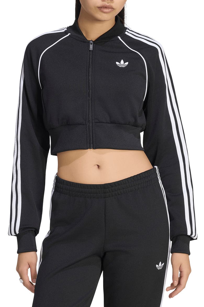 SST Cropped Track Jacket, Main, color, BLACK/ WHITE