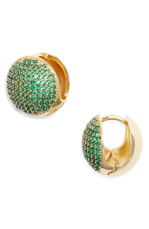 Pavé Orb Huggie Earrings