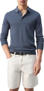 MANGO Long Sleeve Cotton Polo