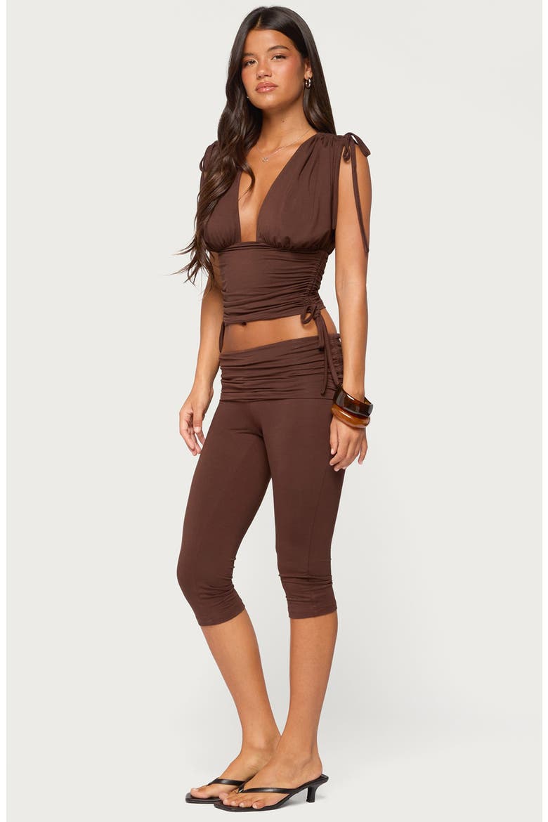 Bardi Drawstring Foldover Capris, Alternate, color, BROWN