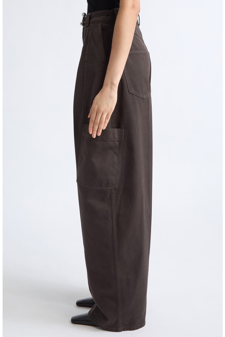 Spigola Oversize Cotton Denim Barrel Leg Cargo Pants, Alternate, color, CHOCOLATE