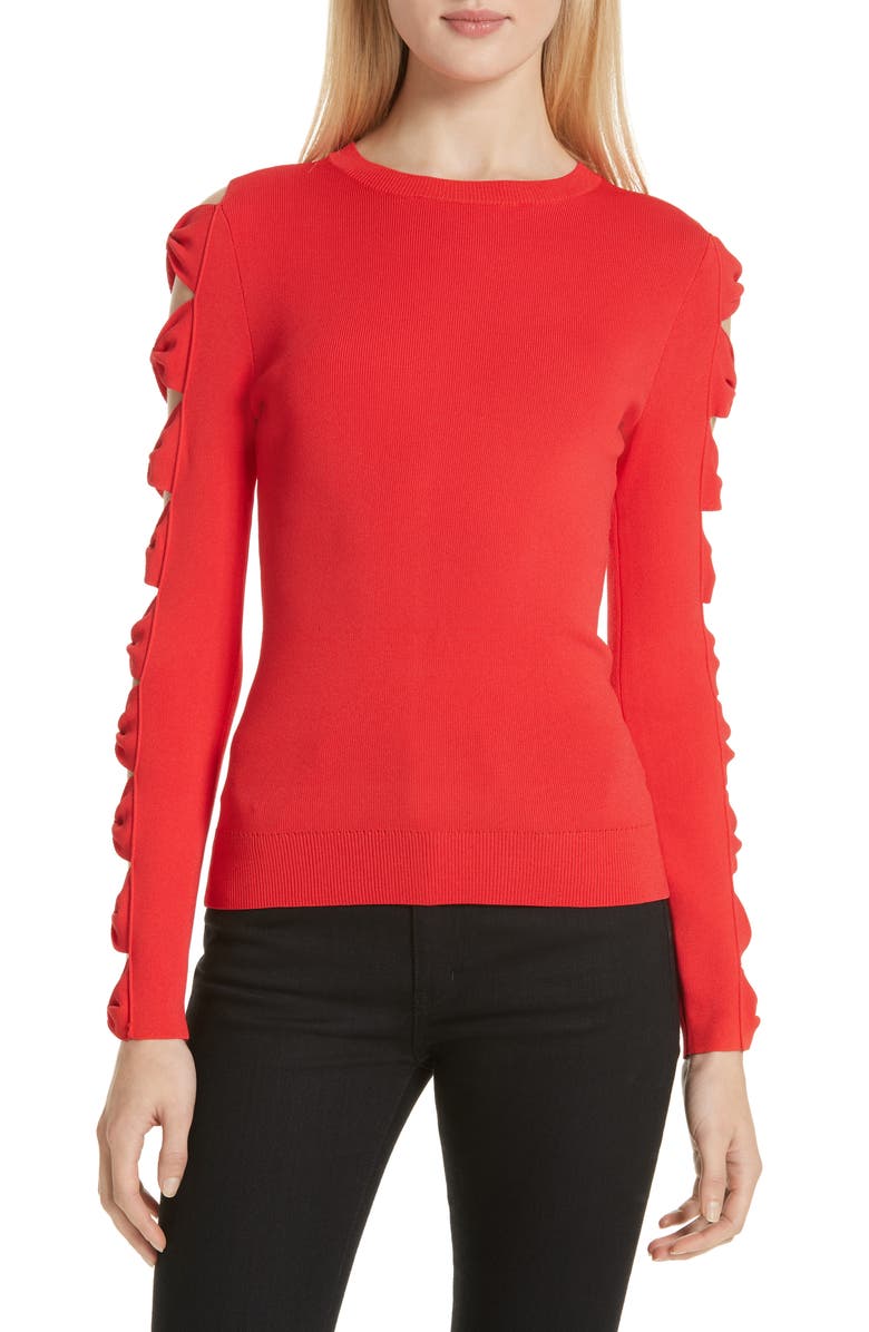 Ted Baker London Yonoh Cutout Sleeve Sweater, Main, color, 