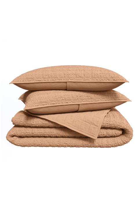 Reversible Honeycomb Waffle Cotton Quilt & Sham Set