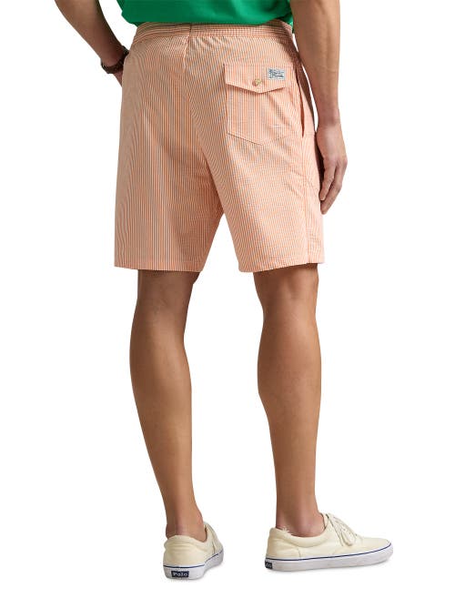 Polo Ralph Lauren Orange & White Traveler Swim Shorts In Classic Peach