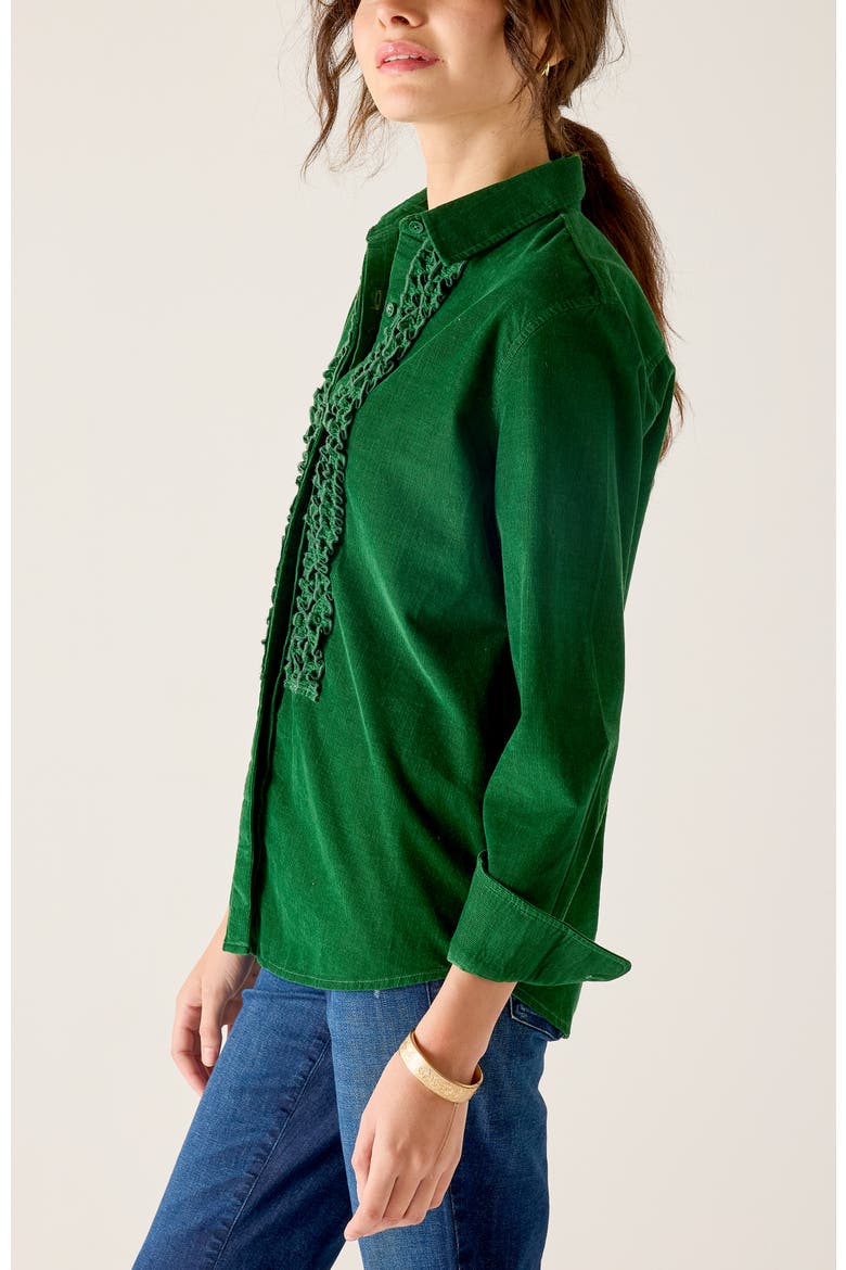 Tuxedo Ruffle Shirt, Alternate, color, Pine