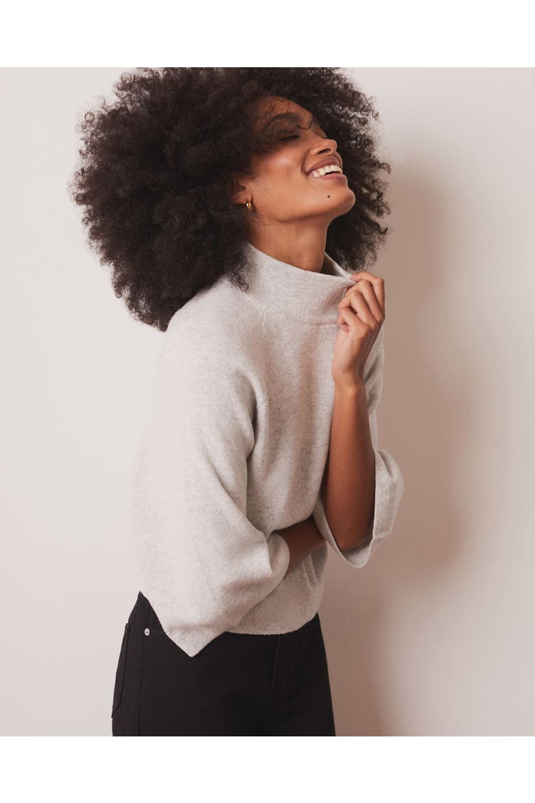 Cotton Blend High Neck Top, Alternate, color, Grey