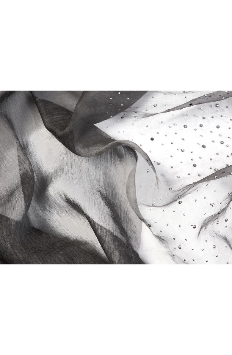 SAACHI Crystal Embellished Silk & Wool Scarf, Alternate, color, Grey