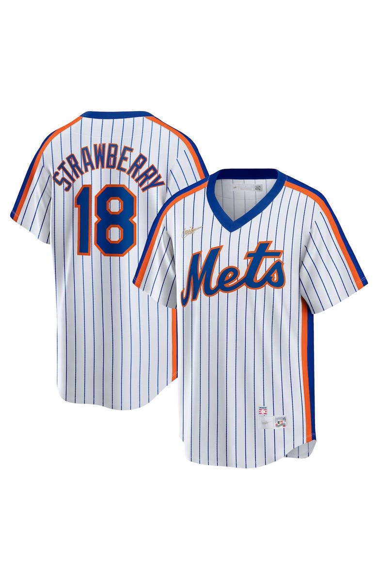 Nike Men's Nike Darryl Strawberry White New York Mets Home Cooperstown Collection Player Jersey, Main, color, White