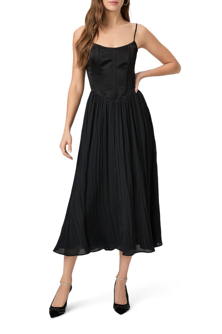 Elke Corset Midi Dress, Main, color, BLACK