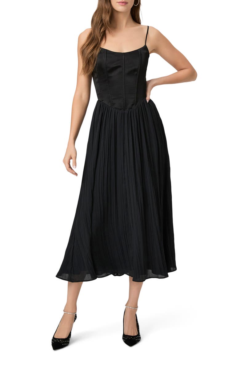 PAIGE Elke Corset Midi Dress, Main, color, Black