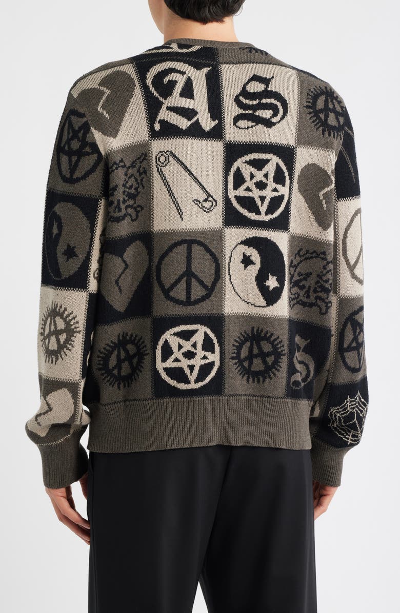 AllSaints Barker Cotton Jacquard Cardigan, Alternate, color, Taupe Brown/ Black