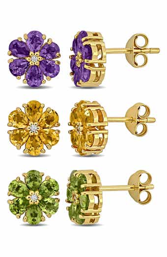 Set of 3 Flower Stud Earrings