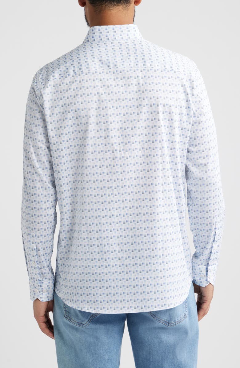 Johnston & Murphy Logan Print Button-Up Shirt, Alternate, color, White/ Gray Shadow Box