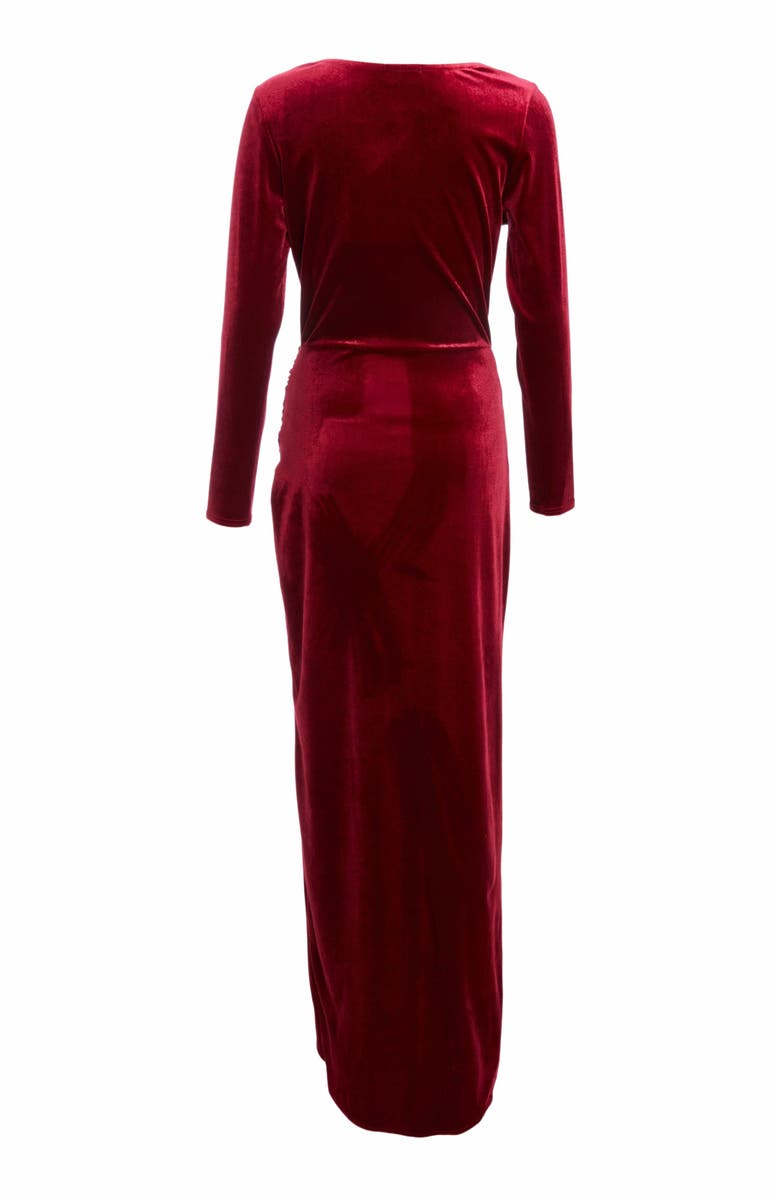 QUIZ Velvet Cowl Long Sleeve Maxi Dress, Alternate, color, 