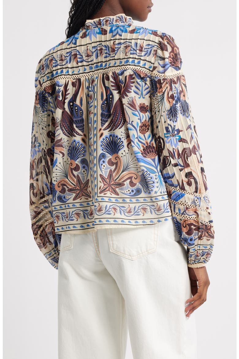 Nature Land Mixed Print Cotton Button-Up Shirt, Alternate, color, SAND