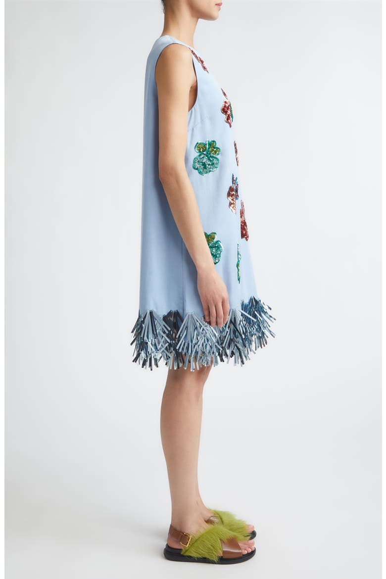 Sequin Fringe Sleeveless Shift Dress, Alternate, color, 00B21 LIGHT BLUE