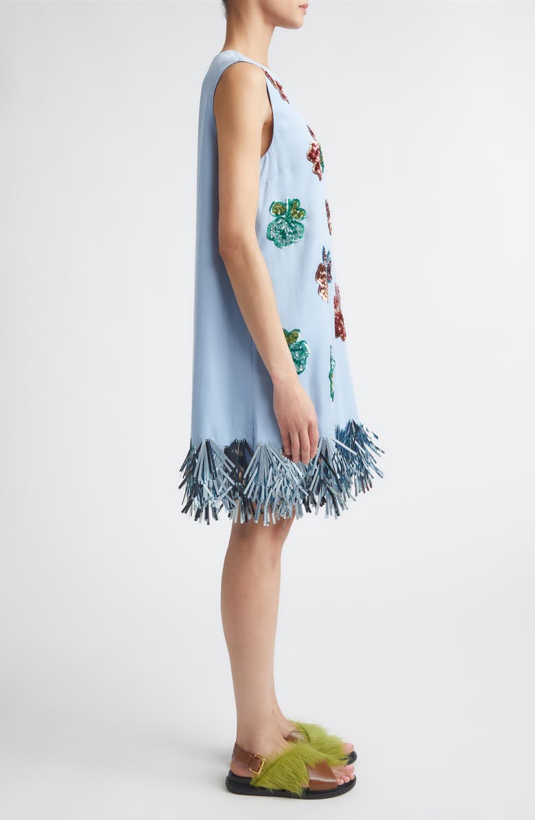 Marni Sequin Fringe Sleeveless Shift Dress, Alternate, color, 00B21 Light Blue