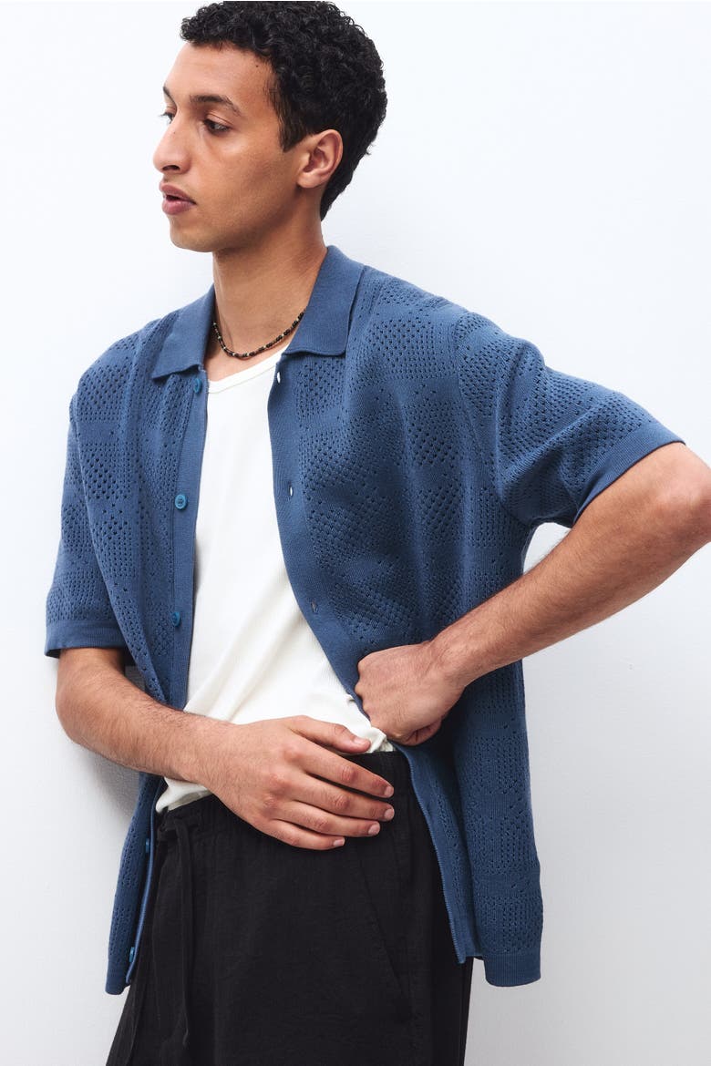 Regular Fit Knitted Shirt, Alternate, color, Dusty blue
