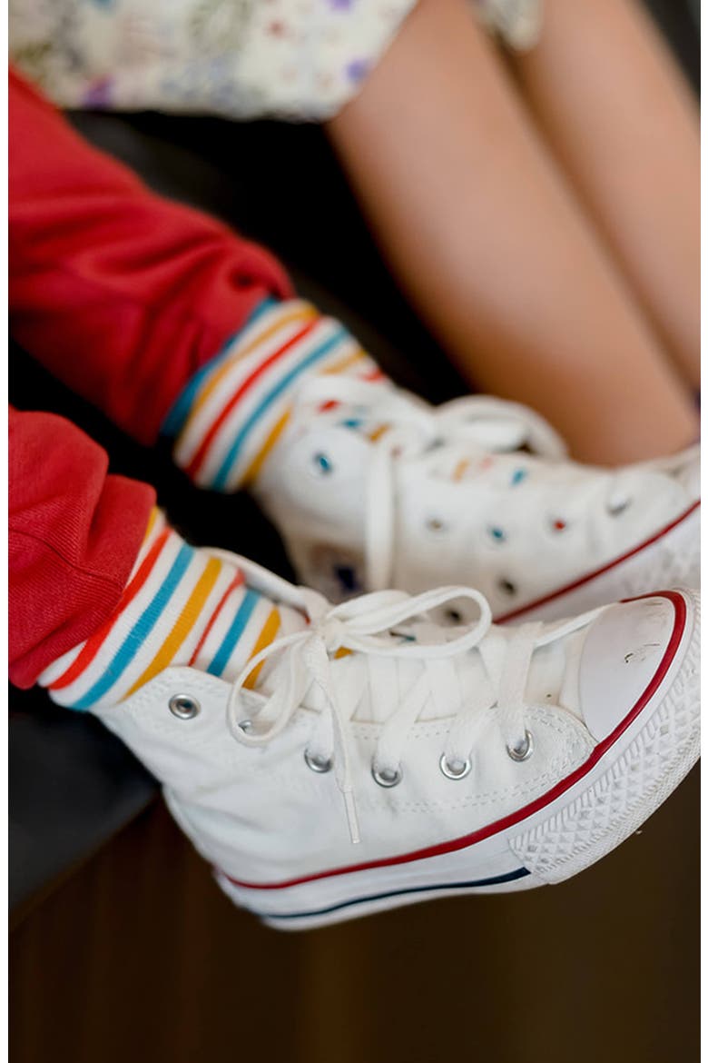 Kids Organic Cotton Pattern Crew Socks 5-Pack, Alternate, color, Brights Combo