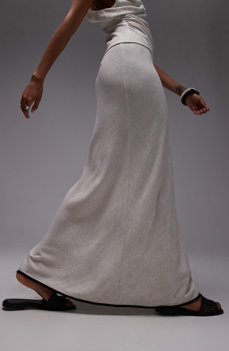 Topshop Bias Cut Maxi Skirt, Alternate, color, Beige