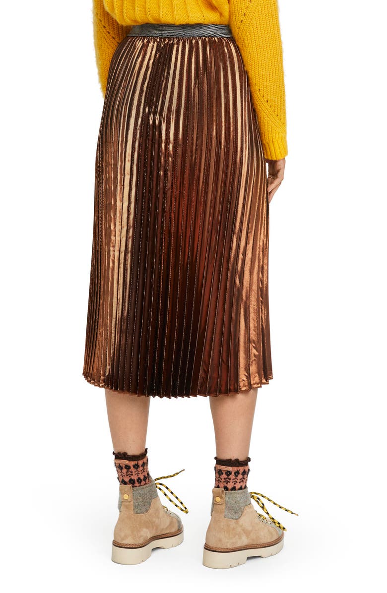 Scotch & Soda Metallic Pleated Midi Skirt, Alternate, color, 