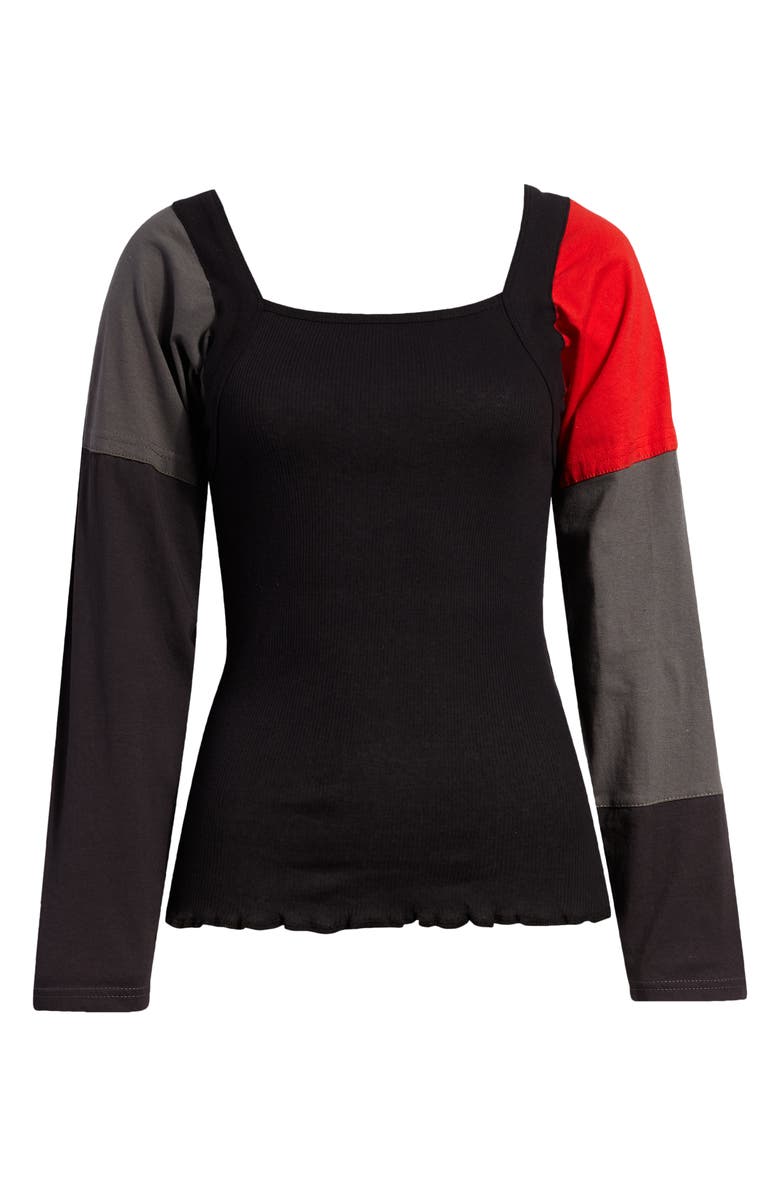 SC103 Medal Patchwork Panel Cotton Knit Shirt, Alternate, color,