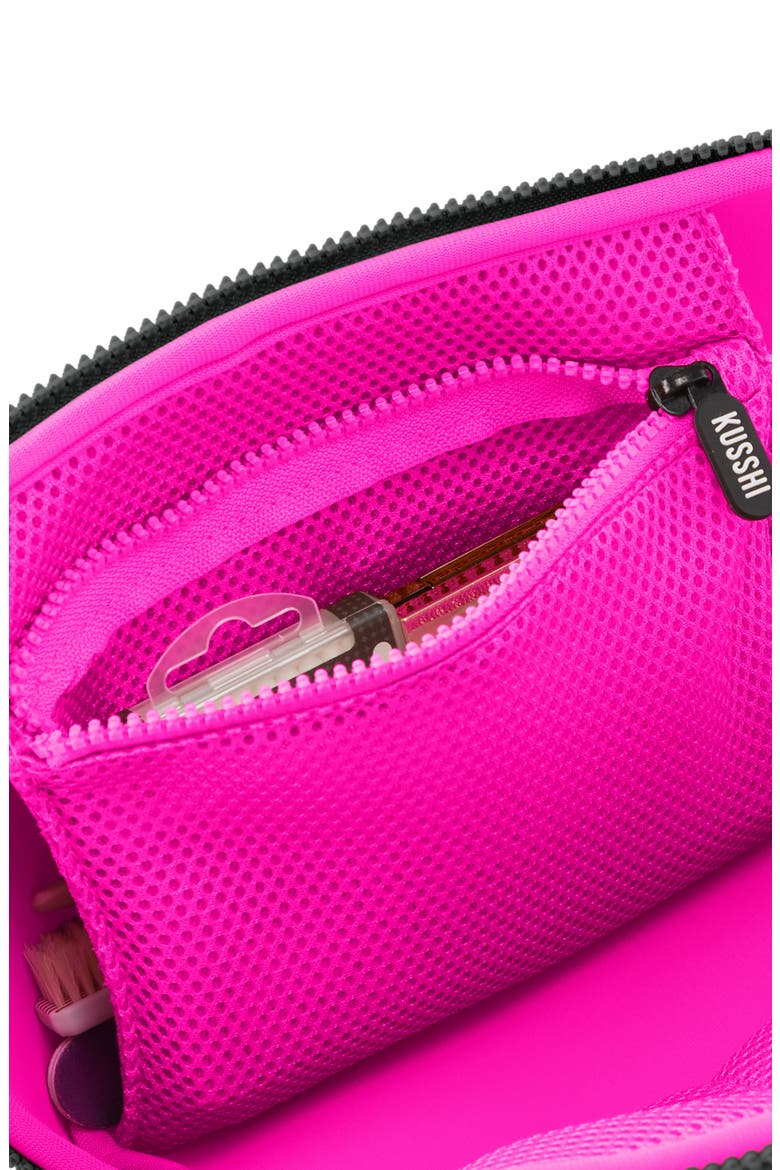 Neoprene Makeup Bag, Alternate, color, BLACK/ PINK