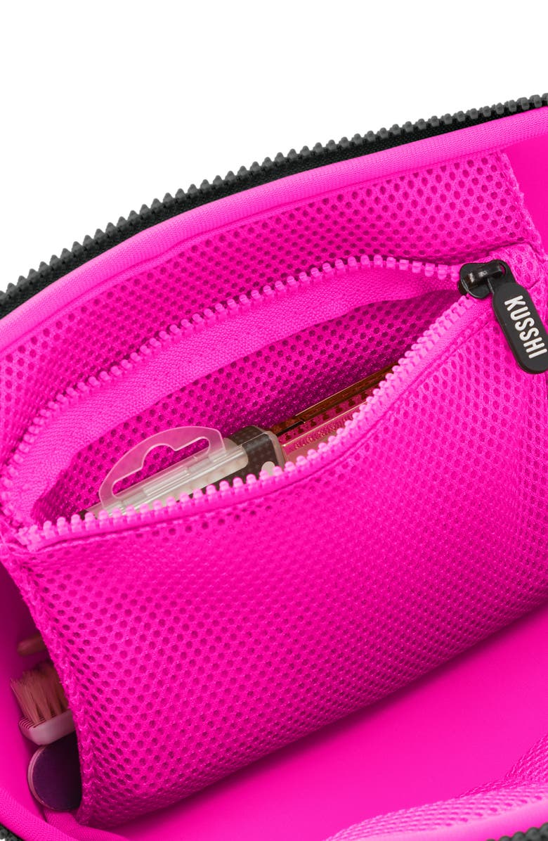 KUSSHI Neoprene Makeup Bag, Alternate, color, Black/ Pink