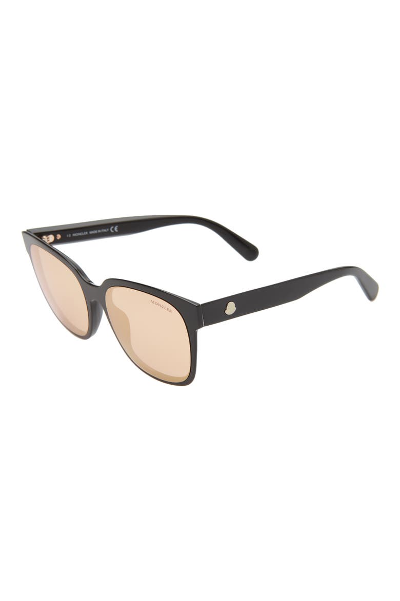 55mm Mirrored Square Sunglasses, Alternate, color, SHINY BLACK / BROWN MIRROR