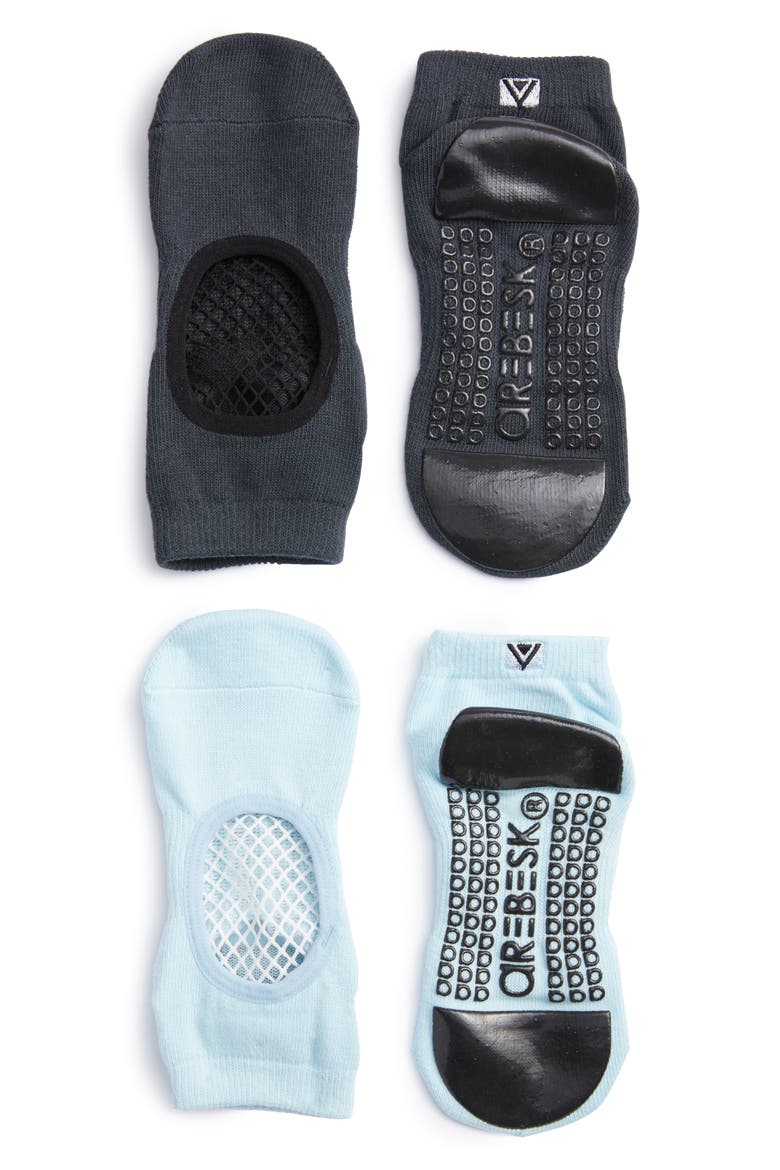 Phish Net Assorted 2-Pack No-Slip Socks, Main, color, CHARCOAL / LIGHT BLUE