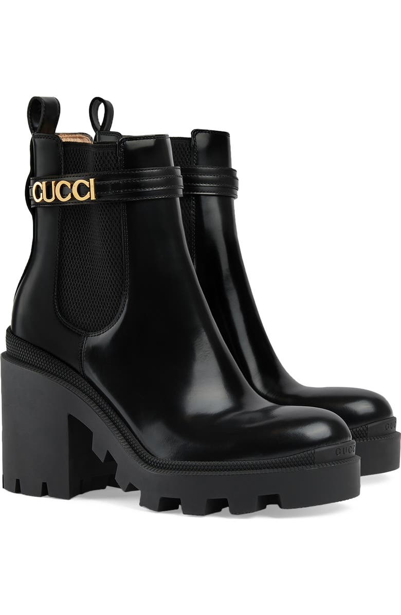 Gucci Trip Logo Strap Chelsea Boot, Alternate, color,