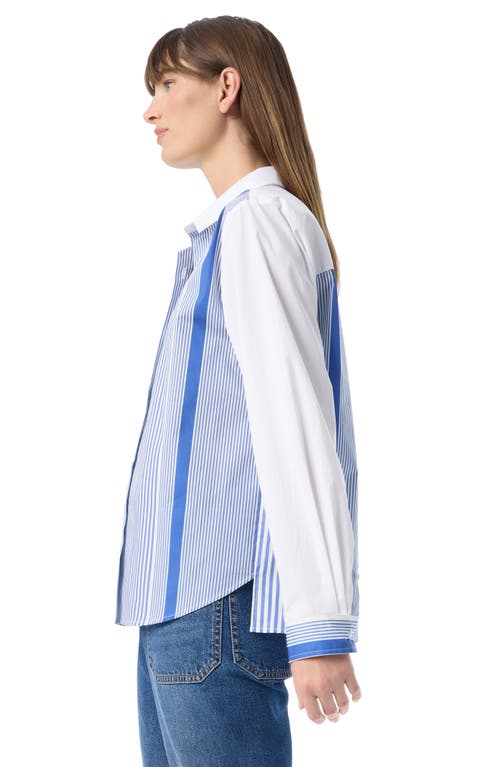 Do By Dee Ocleppo Noelle Stripe Cotton Button-up Shirt In Baja Blue- Shirting Stripe