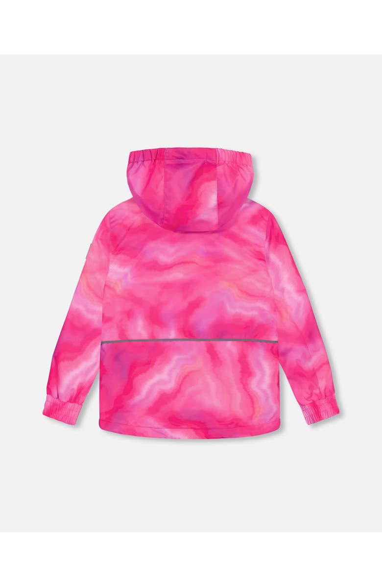 Deux par Deux Girl's Hooded Parka Printed Fuchsia Marble, Alternate, color,