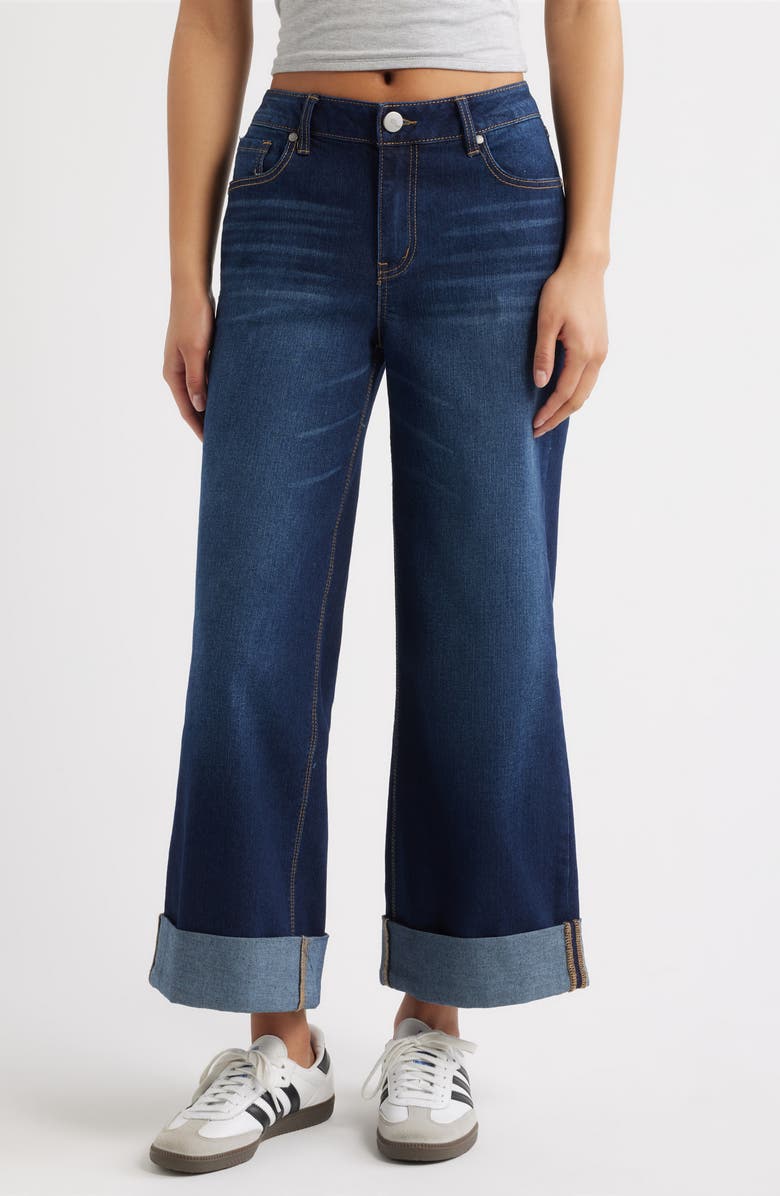 1822 Denim High Waist Rolled Cuff Slim Wide Leg Jeans, Main, color, 