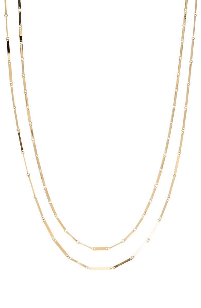 LANA 14K Gold Laser Rectangle Double Strand Necklace, Main, color, 